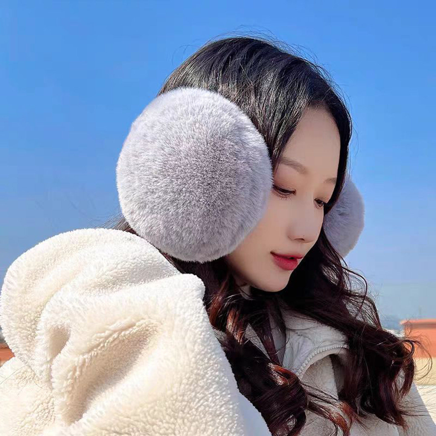 冬季保暖毛绒折叠便携后戴耳套