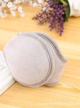 防风毛绒加厚灰色麂皮绒耳套冬季保暖防寒可折叠男女通用护耳罩