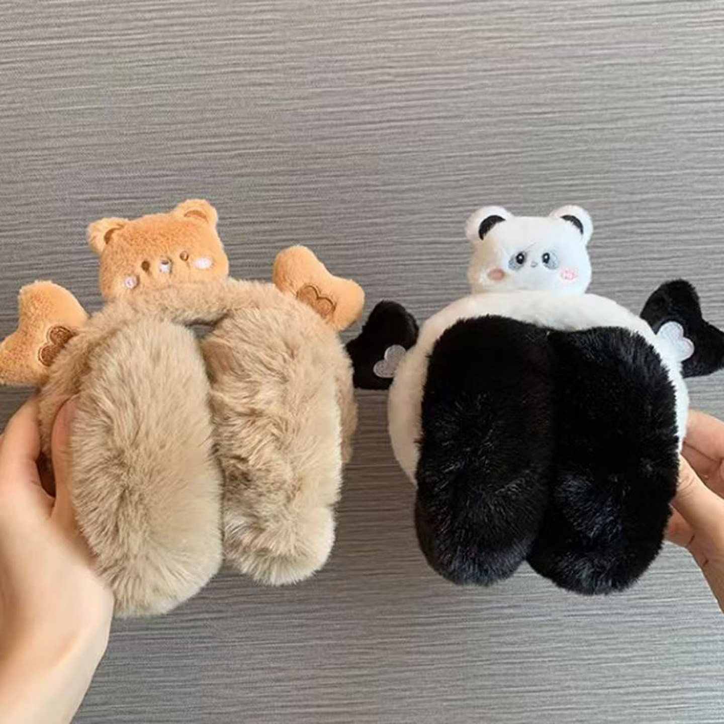 冬季卡通毛绒可折叠保暖耳套