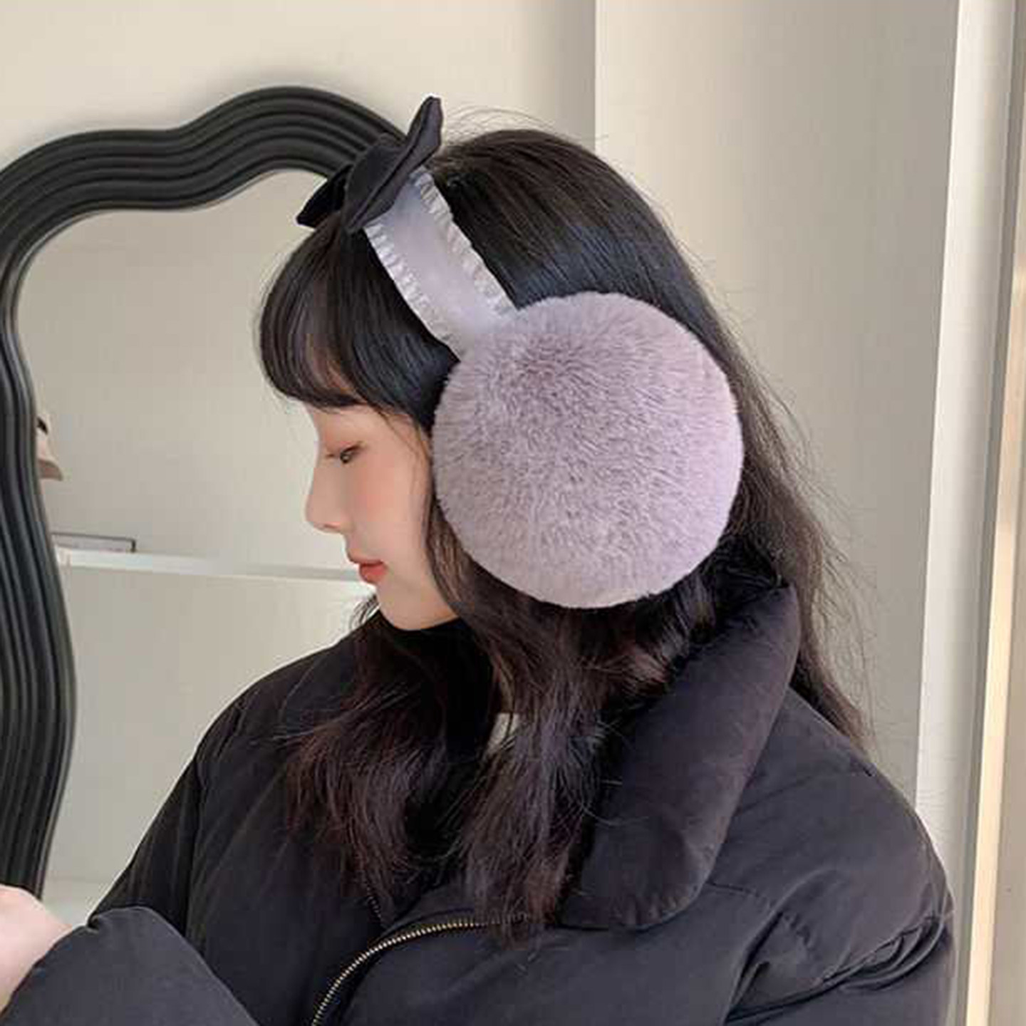 冬季毛绒蝴蝶结保暖防冻耳套女