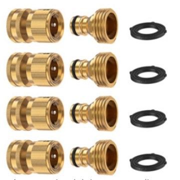 黄铜3/4软管快速接头 花园水管连接公母接头配件 6分快速接头