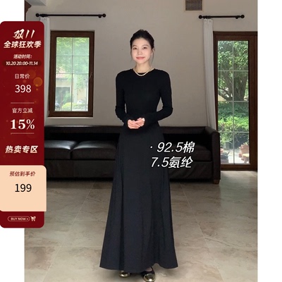 郭九九呢修身显瘦秋冬连衣裙