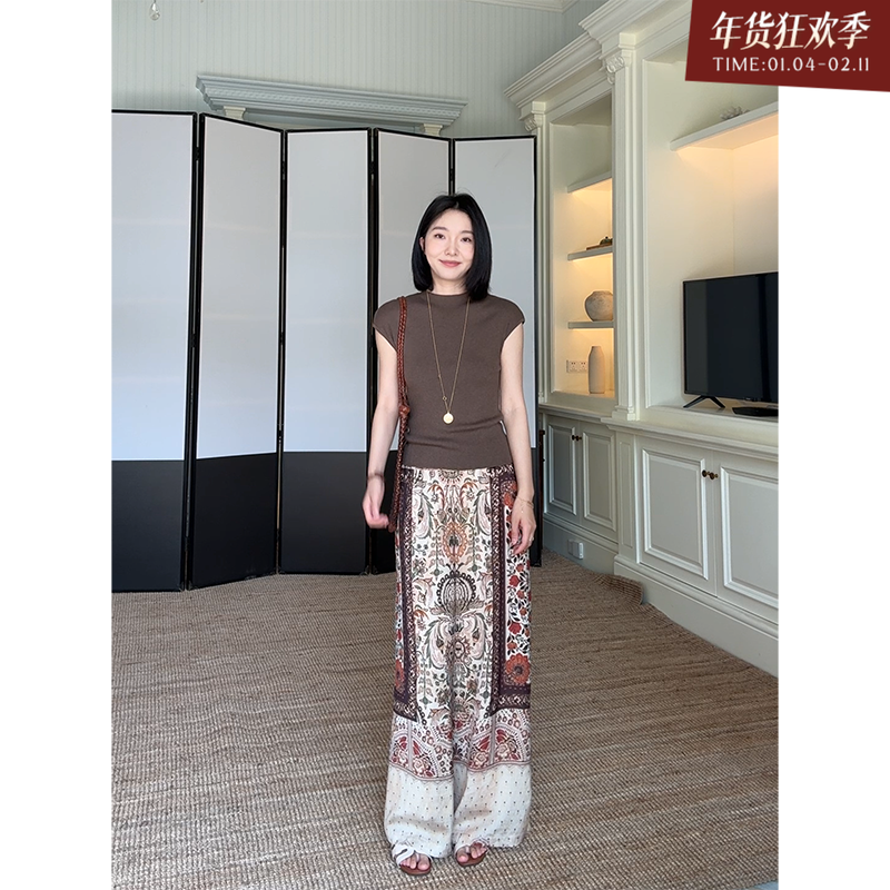 郭九九呢 桑蚕丝羊毛短袖气质上衣夏季百搭老钱风显瘦阔腿裤,女装/女士精品,时尚套装,淘宝优惠券,粉丝福利购,淘宝优惠卷