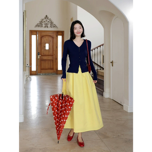 高腰显瘦半裙 女春季 郭九九呢 羊毛桑蚕丝迪士尼在逃公主百搭开衫