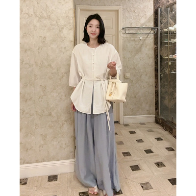 【宠粉清仓回馈】 禅意七分袖中式衬衫百搭上衣（含腰带