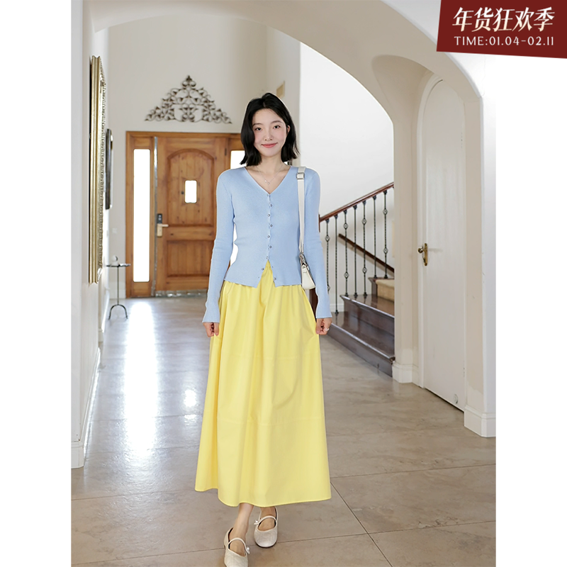 郭九九呢 羊毛桑蚕丝迪士尼在逃公主百搭开衫女春季高腰显瘦半裙,女装/女士精品,时尚套装,淘宝优惠券,粉丝福利购,淘宝优惠卷