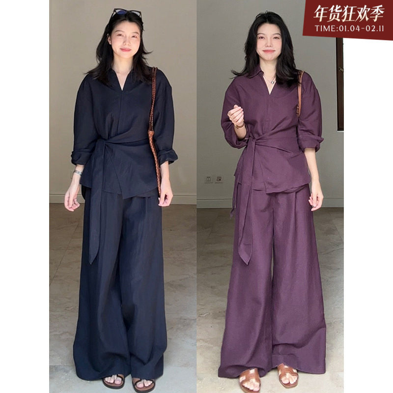 【年终清仓 售完不补】 亚麻天丝气质V领不规则系带衬衫春季小众,女装/女士精品,时尚套装,淘宝优惠券,粉丝福利购,淘宝优惠卷