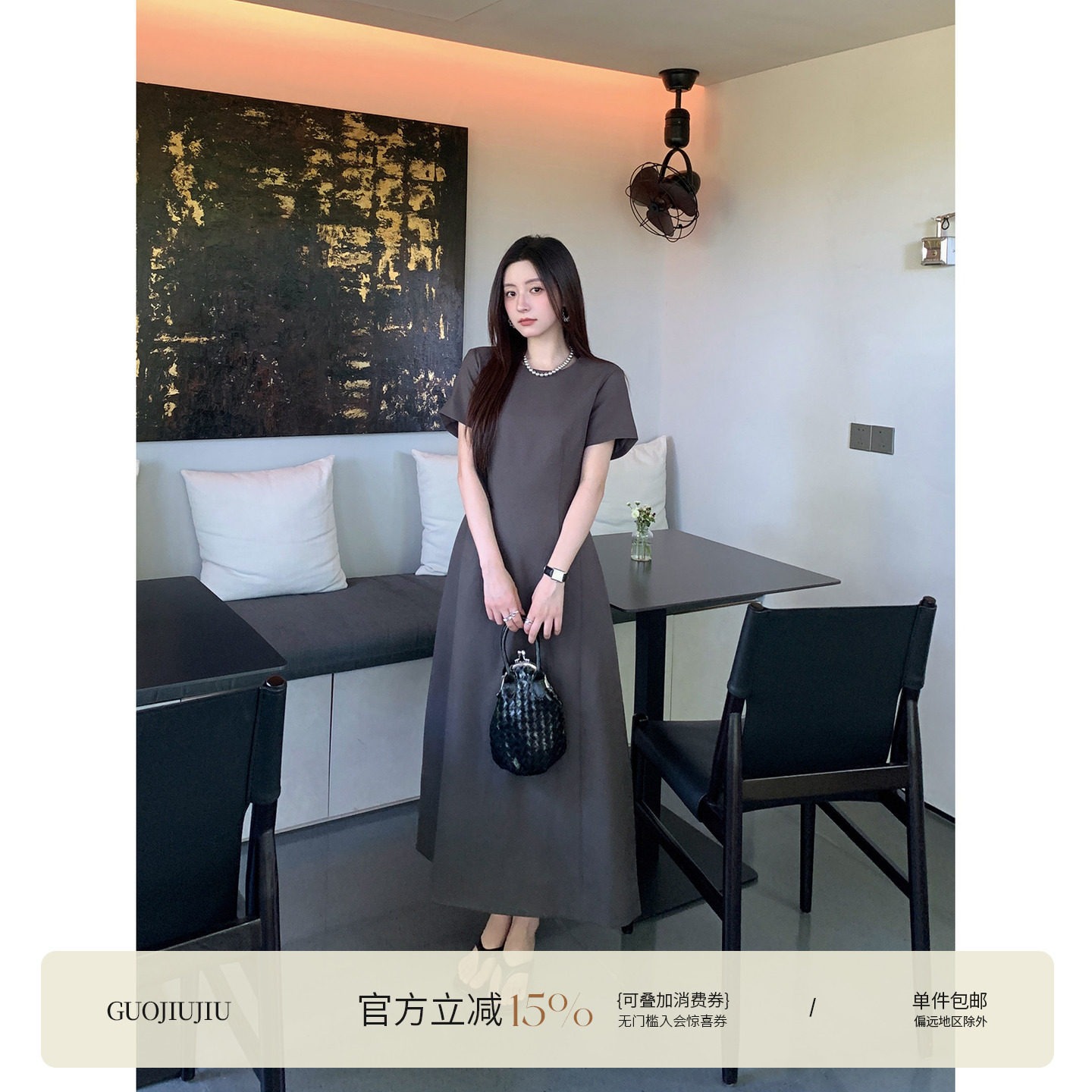 收腰显瘦短袖公主裙连衣裙图片