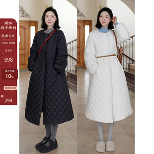 新款 棉服女冬季 气质显瘦连衣裙外套 温柔风软糯宽松长款 郭九九呢