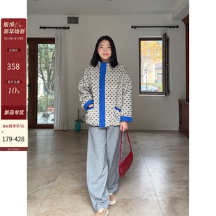 冬季 卫裤 休闲撞色宽松显瘦拼色立领外套百搭加绒弯刀裤 郭九九呢