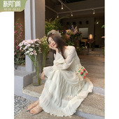 温柔风仙女裙显瘦裙子 重工压褶收腰气质连衣裙女新款 郭九九呢