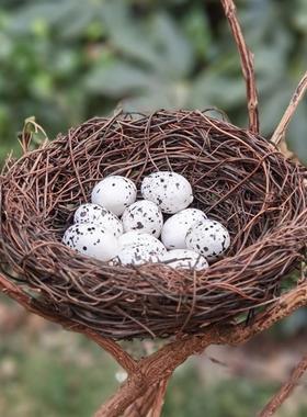 鸟窝道具藤编鸟巢工艺品仿真装饰