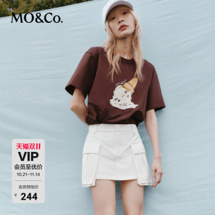 夏冰淇淋印花宽松短袖 抗菌防螨 T恤 棉休闲随性 MOCO奥莱
