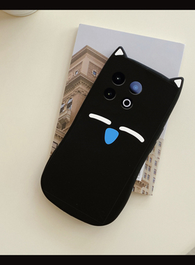 慵懒黑色猫咪适用vivoiqooz10turbopro呆萌iqooz9x可爱z8趣味z7i立体z6爱酷z5硅胶z3耳朵z1x全包3x防摔iq00软