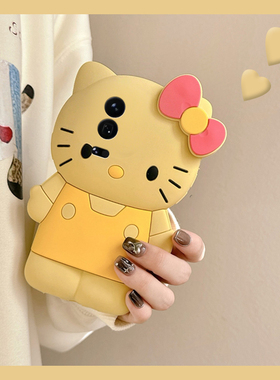 卡通黄色kt猫适用小米17promax手机壳15spro带14ultra挂链civi5pro趣味13立体12x凯蒂猫10s可爱11女8/mix4/mi