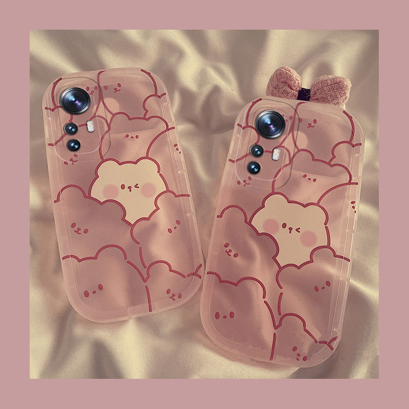 ins风立体粉色蝴蝶结适用小米12手机壳12pro可爱12x卡通12s线条12spro