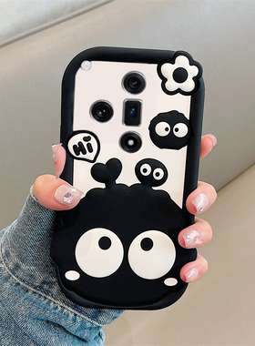 卡通黑色煤球适用oppok13turbopro手机壳k12plus立体k11x趣味k9s爱心findx8s+花朵x7ultra创意k10女x5十oppo