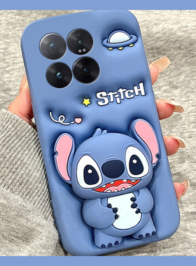 适用小米15spro手机壳15ultra卡通14立体13x史迪仔12s支架11带挂件10挂绳9可爱8呆萌civi4新款mix4蓝色mi硅胶