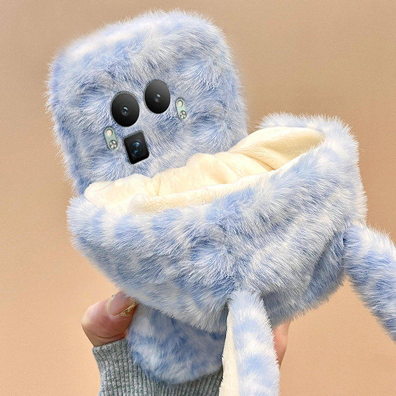 毛绒豹纹兔子耳朵适用oppo真我gt8手机壳13pro+卡通neo7立体gtneo5s毛茸茸gt6秋冬12毛毛11女v25套q3十realme,3C数码配件,手机保护套/壳,淘宝优惠券,粉丝福利购,淘宝优惠卷