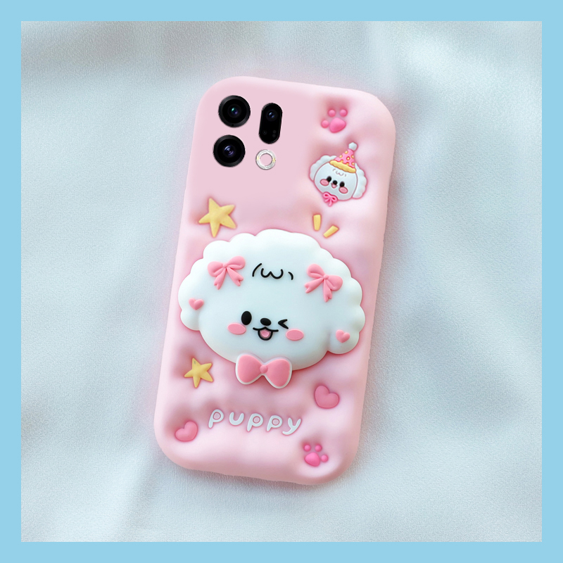 呆萌卷毛小狗适用oppofindx9plus手机壳fondx8s+立体x7ultra支架k12plus可爱k11x/k10/k9/k7x十k5/oppo卡通软