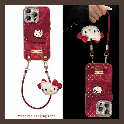 波点kt猫支架适用vivos30promini手机壳s20pro卡通s19立体s15带s16挂绳s12红色s10s17凯蒂猫s18e冰川纹vivo女