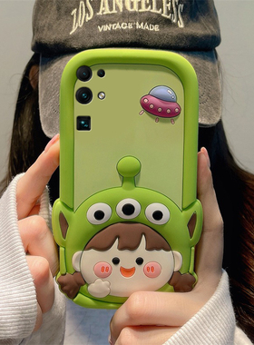 适用华为荣耀v30pro手机壳麦芒40卡通30pro+立体x30i三眼怪x20se女孩20s可爱10i绿色v10呆萌9x趣味十硅胶软壳