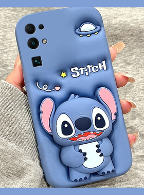 适用华为荣耀v30pro手机壳麦芒40卡通30pro+立体x30i史迪仔x20se支架20s带挂件10i挂绳v10可爱9x呆萌十蓝色软