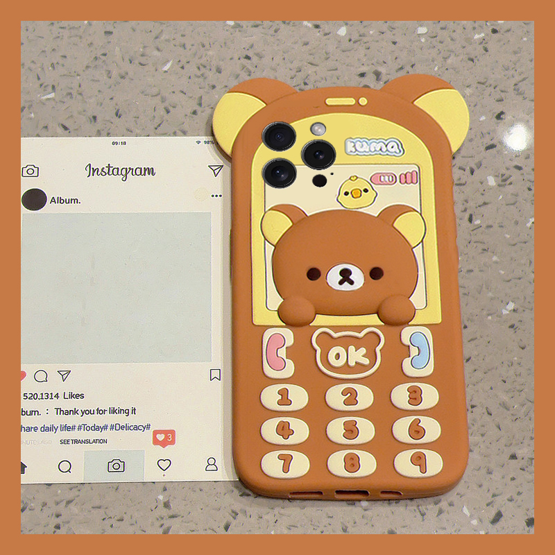 手机壳卡通大哥大电话机立体耳朵轻松熊小熊