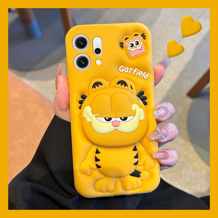 适用opporeno14手机壳reno13pro+卡通reon12立体11加菲猫10支架9带挂绳8挂链7se可爱6趣味5硅胶4十oppo软壳女