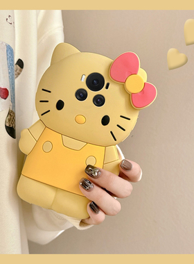 卡通黄色kt猫适用华为荣耀magic7手机壳magic6pro带5por挂链play7t趣味play8t立体9c凯蒂猫5t可爱4t硅胶honor