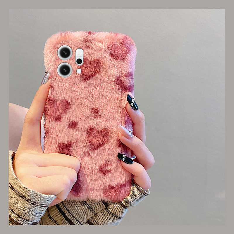 ins风粉色豹纹适用opporeno14手机壳reon13条纹12pro简约11秋冬季10por+十9毛绒7se毛茸茸5k拼色4se新款oppo