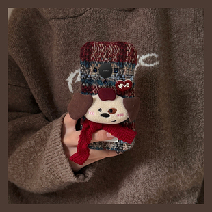 围巾爱心小狗适用华为mate80promax手机壳mete80gts秋冬70air毛绒60rs非凡大师50e拼色40pro 条纹十huawei女p