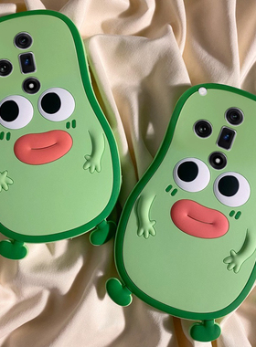 适用oppofindx8s+手机壳findx7ultra卡通x6立体k13turbopro绿色k12s牛油果k11可爱k10趣味k9呆萌k5十表情硅胶