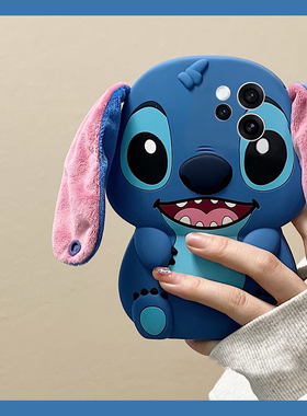 适用opporeno15手机壳reno15pro可爱蓝色por史迪仔立体reon毛绒耳朵oppo卡通趣味0ppo创意新款超火防摔硅胶女
