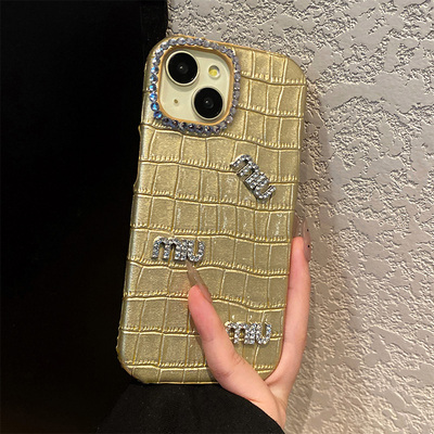 手机壳仿皮皮纹土豪金格子鳄鱼纹