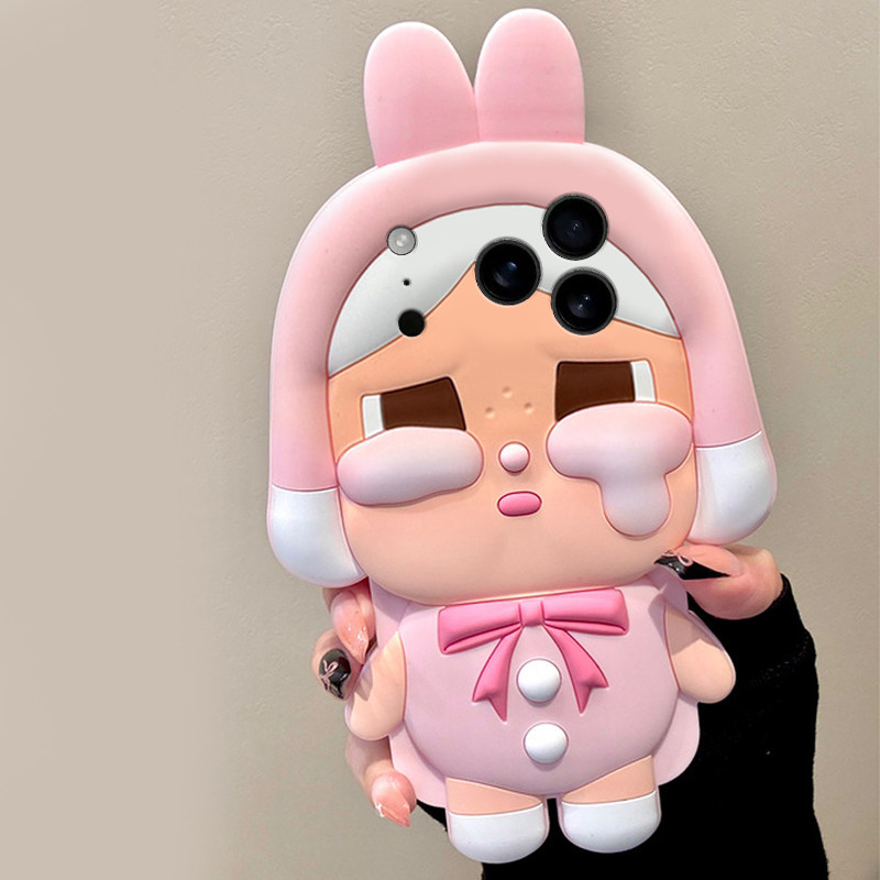 适用苹果17air手机壳iPhone16e卡通15promax软萌14pro粉色8plus哭娃13兔子12女孩11可爱xsmax立体xr硅胶6s/7p