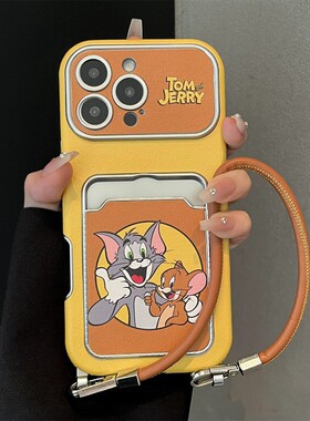 猫和老鼠卡包适用小米红米k80手机壳note13pro汤姆noto12turbo杰瑞turbo4por带k70挂绳k60卡通redmik动漫仿皮