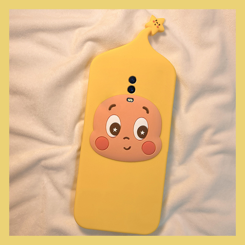 呆萌腮红星星人适用oppor17pro手机壳r15梦境版立体r15x可爱r11splus黄色r9s趣味k1卡通oppo硅胶全包防摔软壳