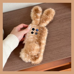 撞色毛绒兔子耳朵适用vivoiqooz10turbo 手机壳iqooz10turbopro秋冬z9x拼色z8毛茸茸z7i卡通z6立体u5十vivo女