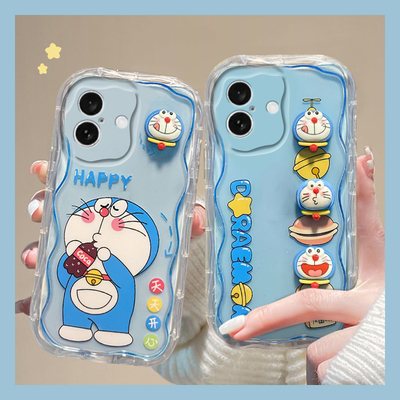 动漫立体多啦A梦适用苹果16手机壳iphone16pro卡通16promax可爱16plus趣味15公仔15promax波浪纹十六por情侣p