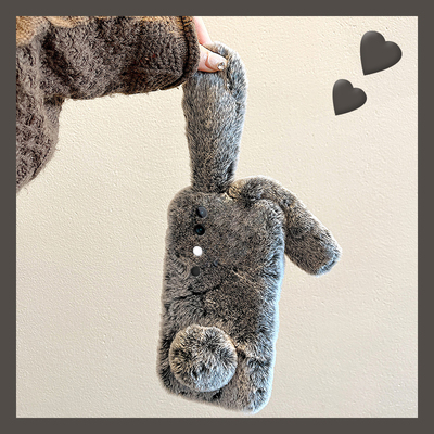 适用vivos20手机壳s20pro立体s19卡通s18灰色s16兔子s15秋冬s7e毛绒款s9适合s17冬天t1毛茸茸s10女s12/s7t/s1