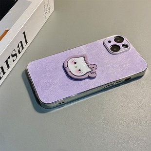 卡通kt猫支架适用vivoy500手机壳y300pro可爱y200i立体y100带y78 挂绳y77e凯蒂猫y76s简约u3x牛仔纹z5十vivo