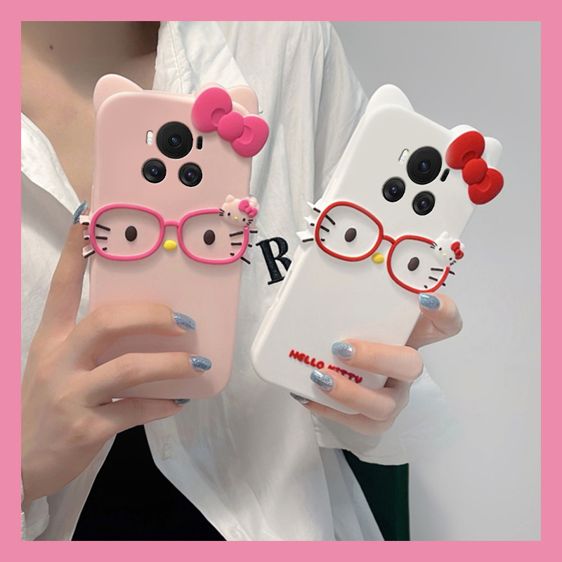 手机壳硅胶卡通呆萌带眼镜蝴蝶结KT猫