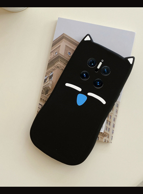慵懒黑色猫咪适用华为mate70pro+手机壳mete60呆萌50e可爱40rs保时捷设计30epor趣味20x立体10十huawei耳朵软