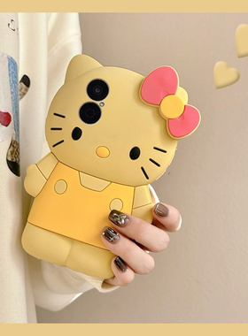 卡通黄色kt猫适用华为畅享80手机壳畅想70x带60pro挂链50plus趣味20se立体10s凯蒂猫10e可爱麦芒20硅胶9plus