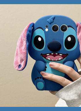 适用华为荣耀500pro手机壳500可爱蓝色por史迪仔立体honor毛绒耳朵卡通趣味huawei创意新款超火全包防摔硅胶p