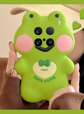 绿色蝴蝶结青蛙适用vivox200ultra手机壳x100s卡通x90pro+可爱x80立体x60创意x9splus个性x200promini十vivo