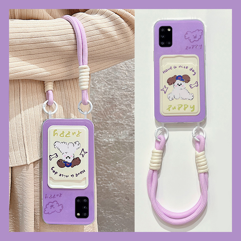 适用三星a53手机壳a52线条f52英文a51小狗a70s带a8s腕带a90卡套a60插卡a31卡包a80一体a71手腕a30a20卡通a50s