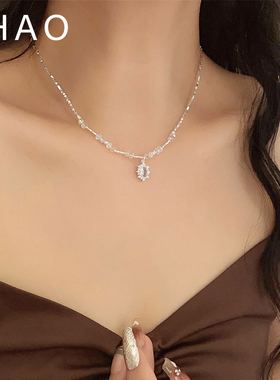 复古宫廷风闪耀水晶串链项链碎石链条小众轻奢风百搭锁骨链颈链女