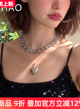 水晶之梦不规则透明水晶叠戴项链